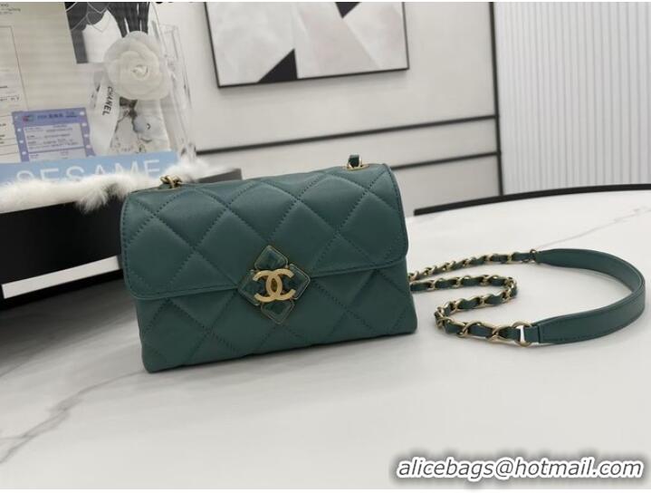 Pretty Style Chanel Flap Lambskin Shoulder Bag AS2556 green