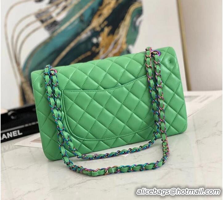 Top Quality Chanel Classic Handbag Lambskin & Color Metal A01112 Green