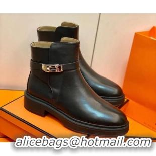 Fashion Hermes Calfskin Kelly Ankle Boot 207057 Black