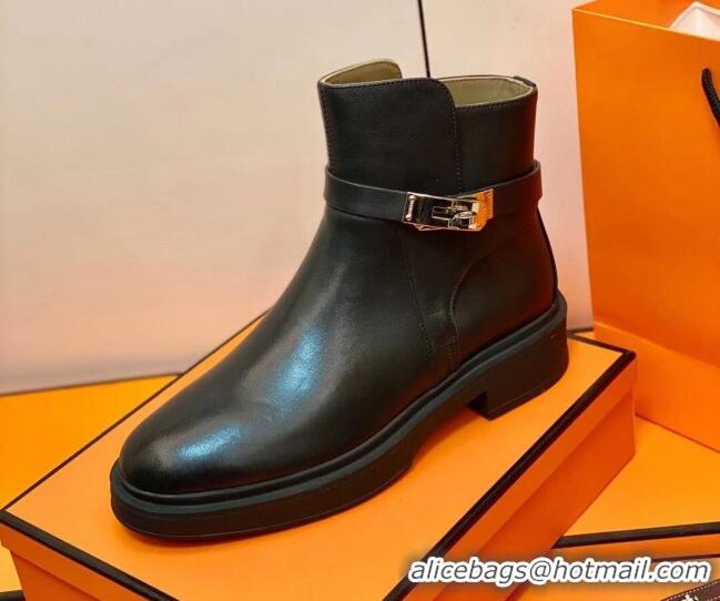 Fashion Hermes Calfskin Kelly Ankle Boot 207057 Black