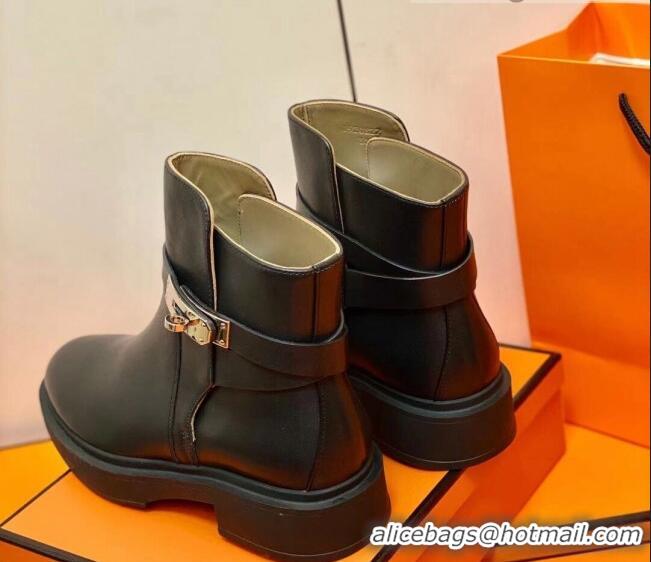 Fashion Hermes Calfskin Kelly Ankle Boot 207057 Black