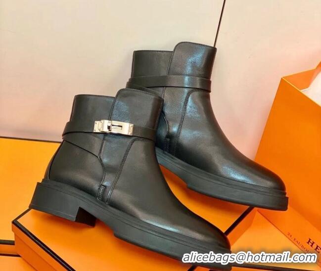 Fashion Hermes Calfskin Kelly Ankle Boot 207057 Black