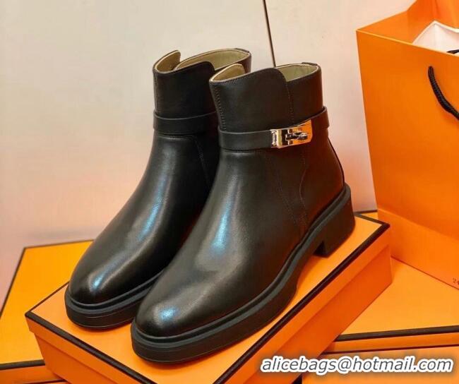 Fashion Hermes Calfskin Kelly Ankle Boot 207057 Black