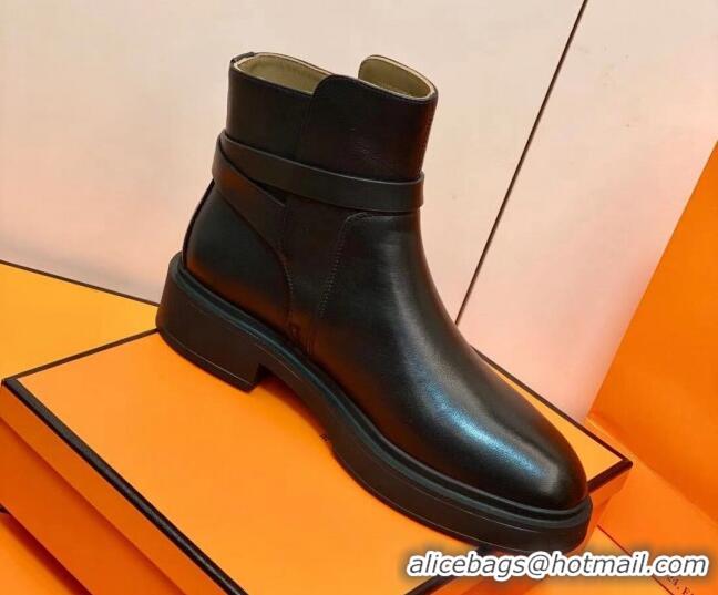 Fashion Hermes Calfskin Kelly Ankle Boot 207057 Black