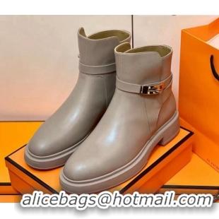 Perfect Hermes Calfskin Kelly Ankle Boot 207057 Grey