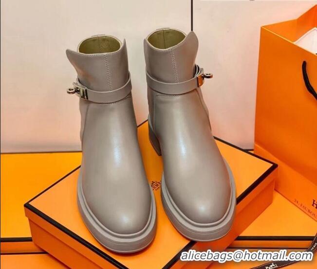 Perfect Hermes Calfskin Kelly Ankle Boot 207057 Grey