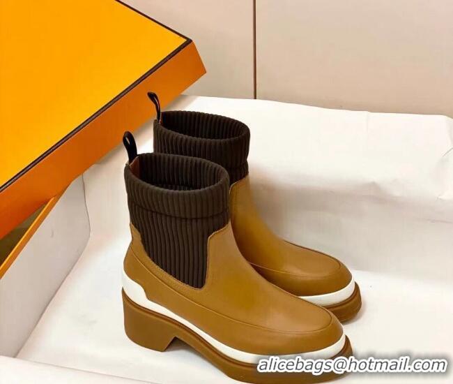 Top Quality Hermes Calfskin Ankle Boot 1207062 Brown