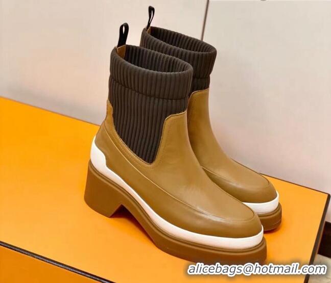 Top Quality Hermes Calfskin Ankle Boot 1207062 Brown