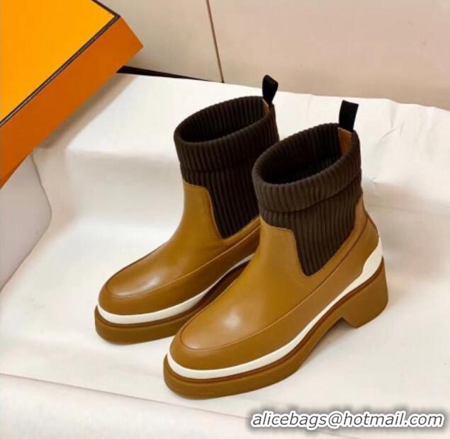 Top Quality Hermes Calfskin Ankle Boot 1207062 Brown