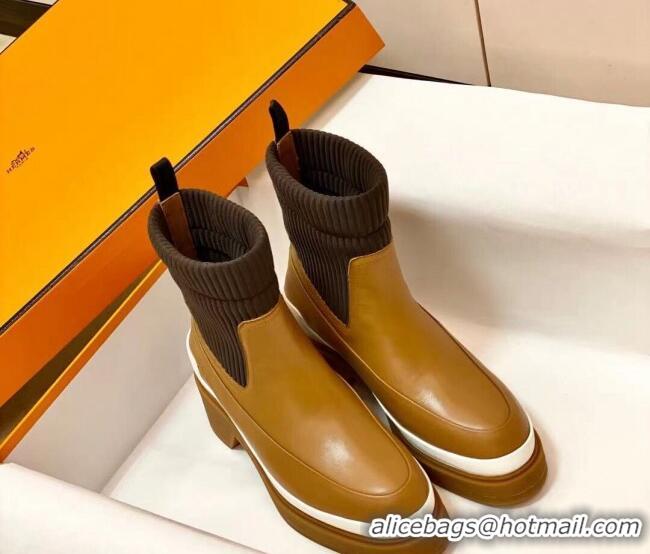 Top Quality Hermes Calfskin Ankle Boot 1207062 Brown