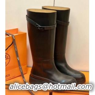 Low Price Hermes Calfskin Kelly High Boot 1207070 Black