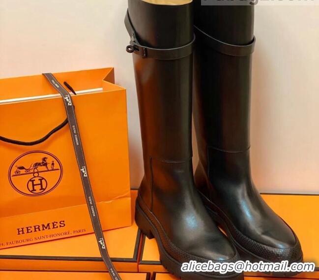 Low Price Hermes Calfskin Kelly High Boot 1207070 Black