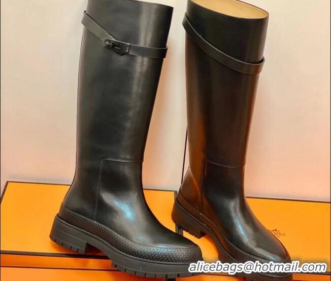 Low Price Hermes Calfskin Kelly High Boot 1207070 Black