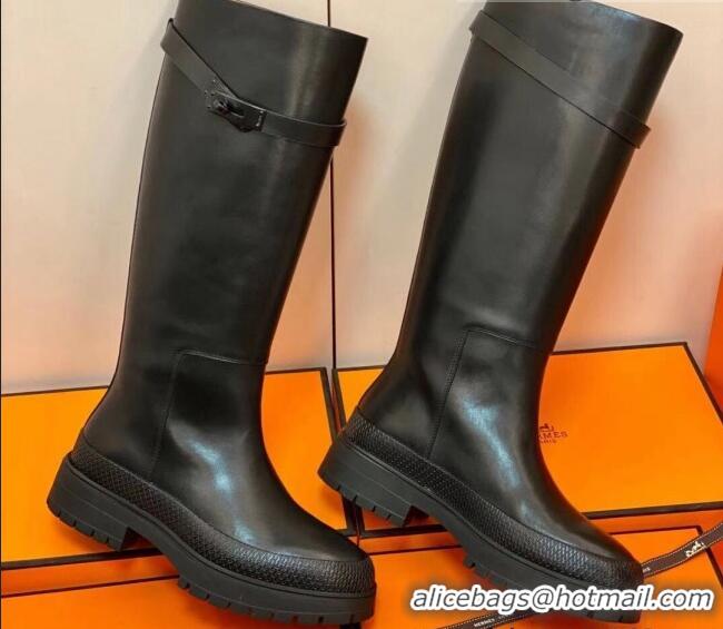 Low Price Hermes Calfskin Kelly High Boot 1207070 Black