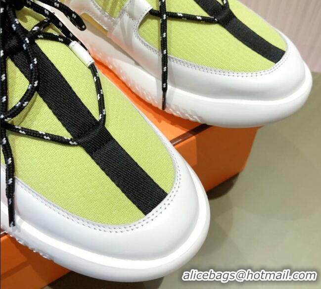 Perfect Hermes Duel Knit and Calfskin Sneakers 121605  Yellow/White