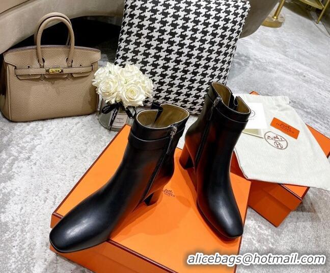 Most Popular Hermes Kelly Leather Ankle Boots 6.5cm 121616 Black/Gold