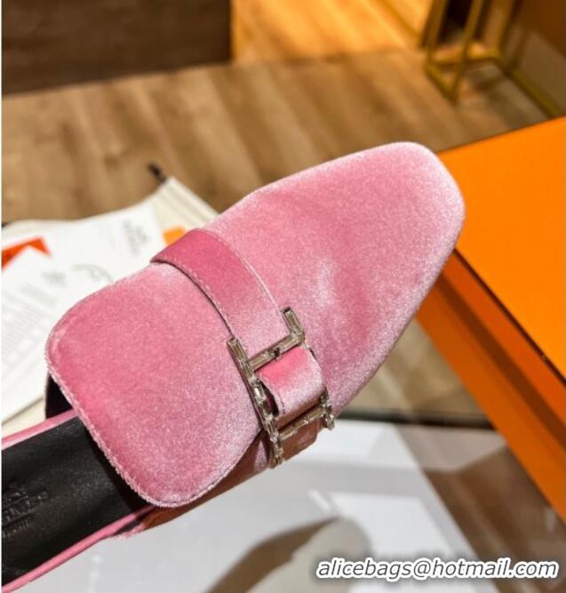 New Style Hermes Suede Buckle Flat Slide Sandals 011314 Pink