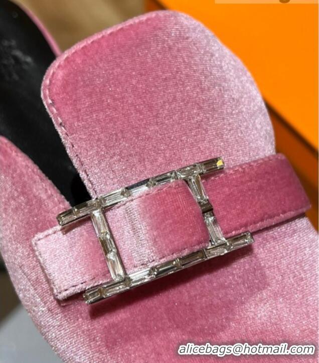 New Style Hermes Suede Buckle Flat Slide Sandals 011314 Pink