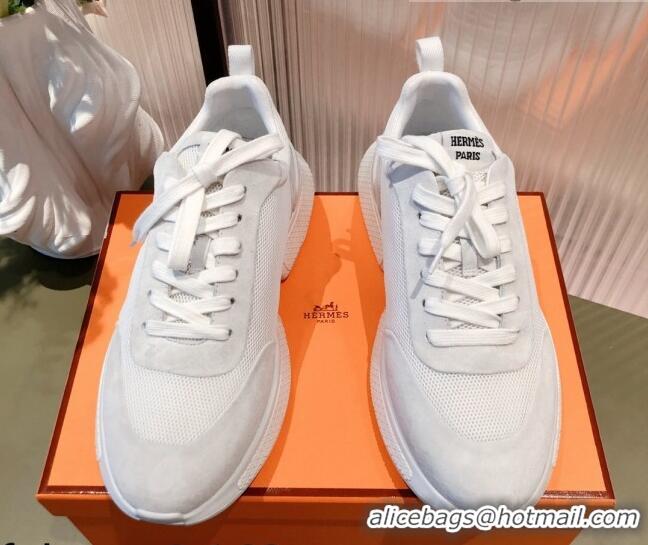 Comfortable Hermes Men's Mesh Sneakers 011318 White