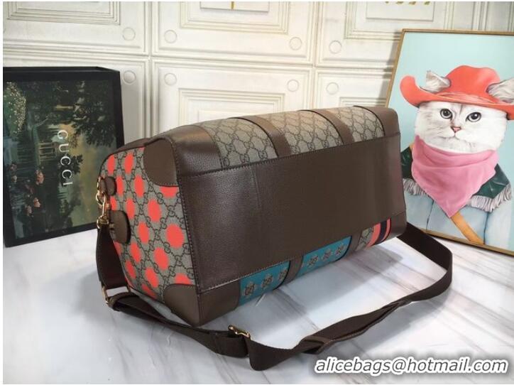 Top Quality Gucci GG carnation print duffle bag 681133 brown