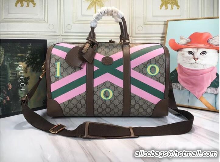 Top Quality Gucci GG carnation print duffle bag 681133 brown