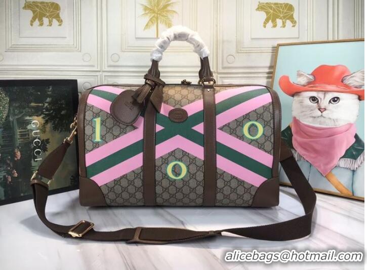 Top Quality Gucci GG carnation print duffle bag 681133 brown