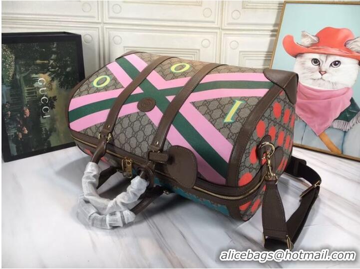 Top Quality Gucci GG carnation print duffle bag 681133 brown