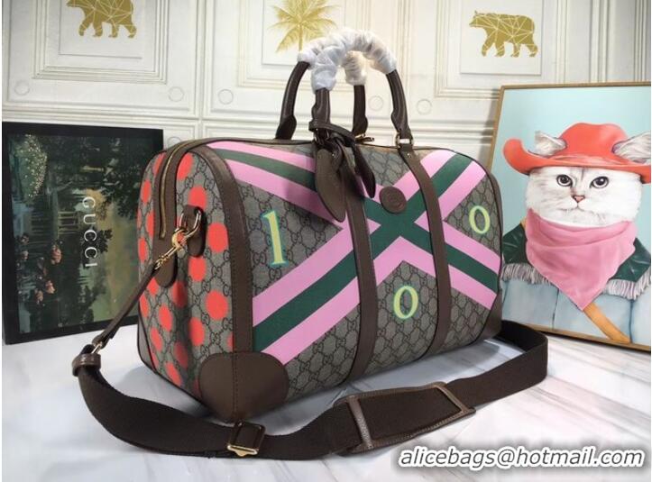 Top Quality Gucci GG carnation print duffle bag 681133 brown