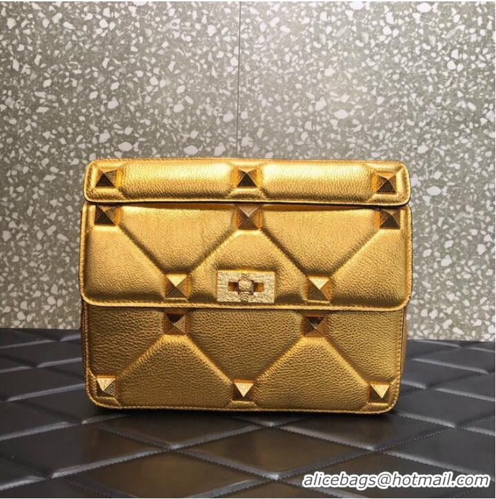 Inexpensive VALENTINO GARAVANI Grained Calfskin Shoulder Bag 2B0I60 gold