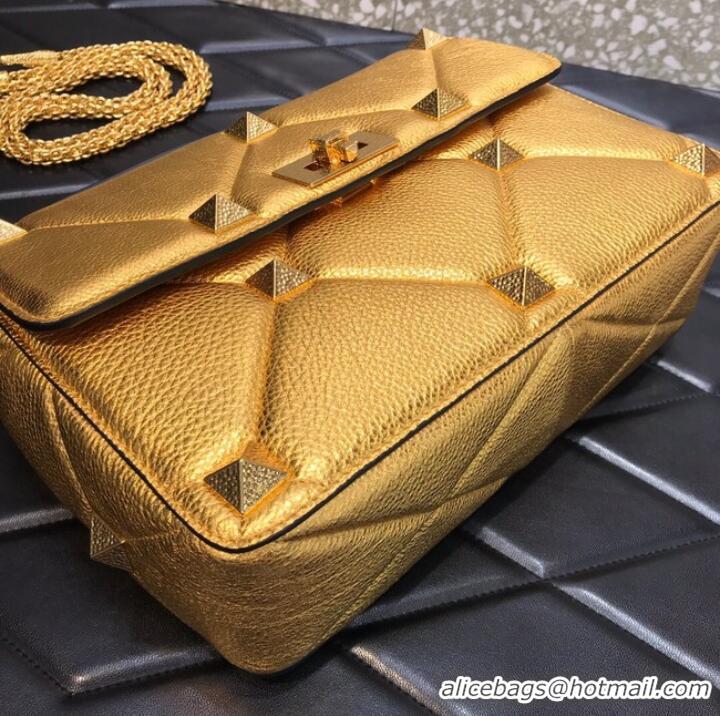 Inexpensive VALENTINO GARAVANI Grained Calfskin Shoulder Bag 2B0I60 gold