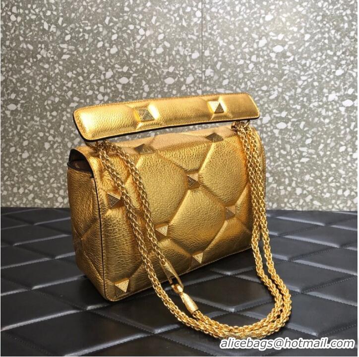 Discount VALENTINO GARAVANI Grained Calfskin Shoulder Bag 2B0I59 gold