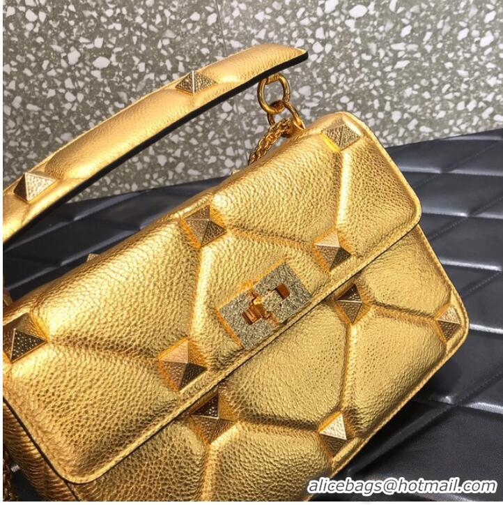 Discount VALENTINO GARAVANI Grained Calfskin Shoulder Bag 2B0I59 gold