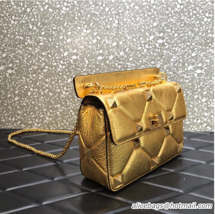 Discount VALENTINO GARAVANI Grained Calfskin Shoulder Bag 2B0I59 gold