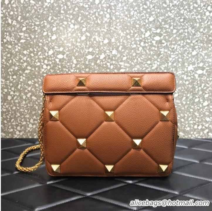 Super Quality VALENTINO GARAVANI Grained Calfskin Shoulder Bag 2B0I59 brown