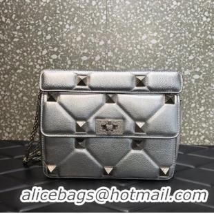 Top Quality VALENTINO GARAVANI Grained Calfskin Shoulder Bag 2B0I59 silver