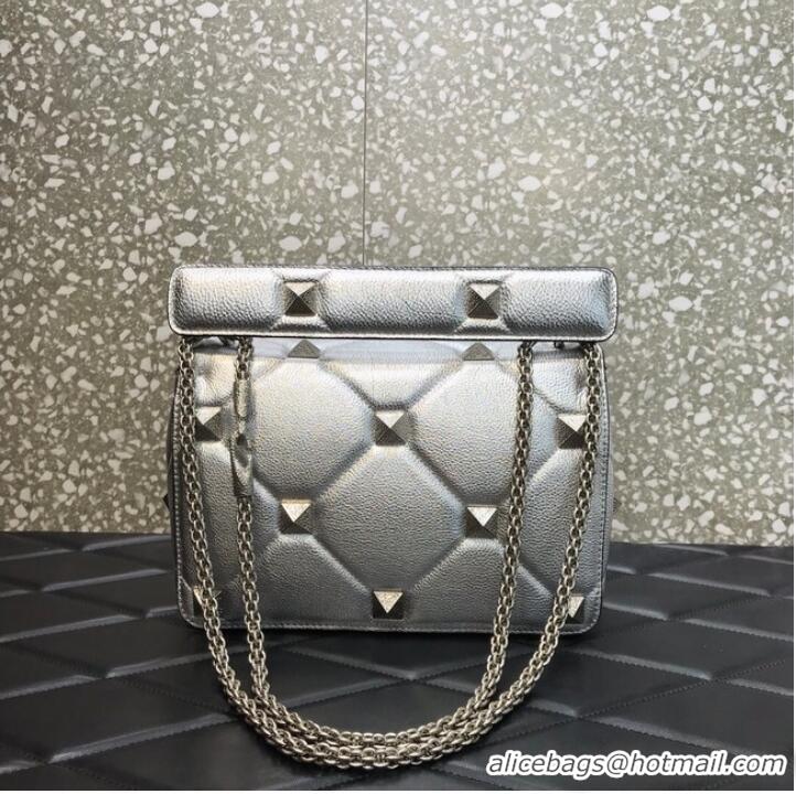 Top Quality VALENTINO GARAVANI Grained Calfskin Shoulder Bag 2B0I59 silver