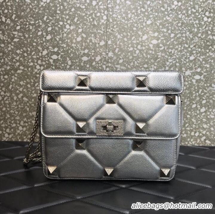 Top Quality VALENTINO GARAVANI Grained Calfskin Shoulder Bag 2B0I59 silver