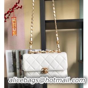 Pretty Style Chanel Flap Lambskin Shoulder Bag AS3011 white