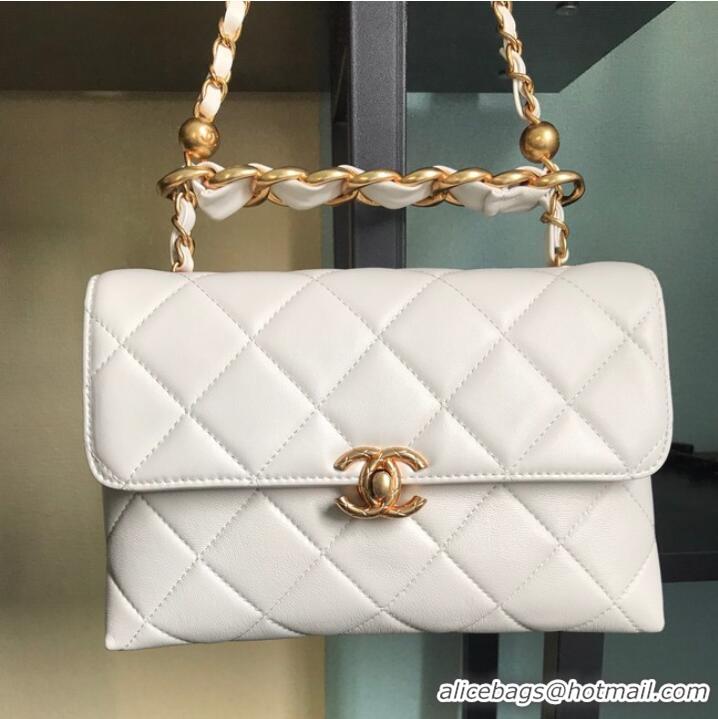 Pretty Style Chanel Flap Lambskin Shoulder Bag AS3011 white