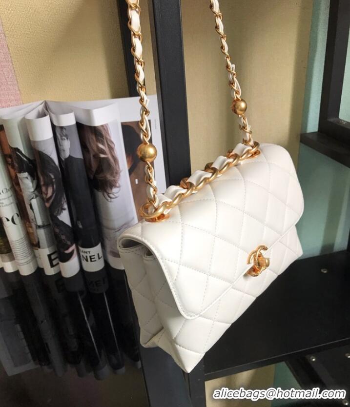 Pretty Style Chanel Flap Lambskin Shoulder Bag AS3011 white