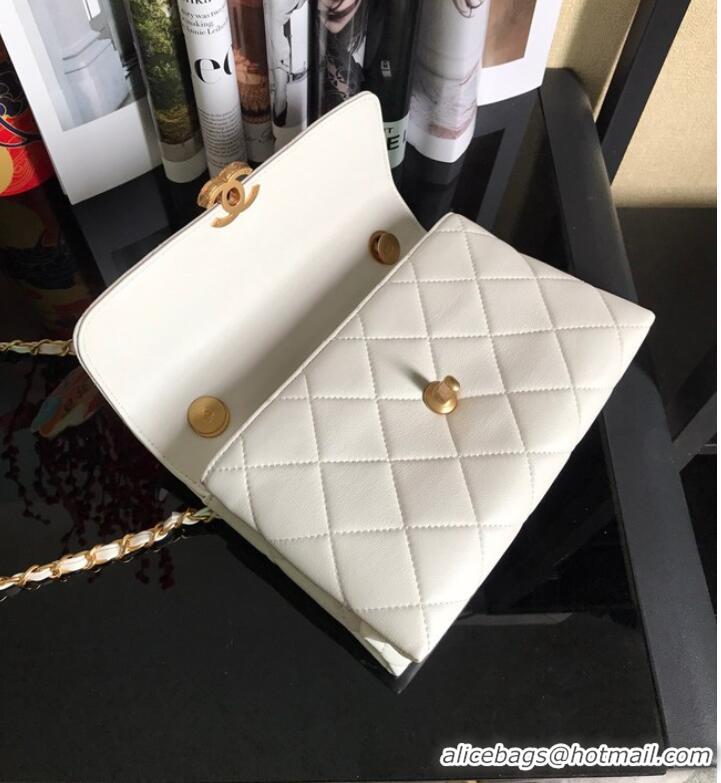 Pretty Style Chanel Flap Lambskin Shoulder Bag AS3011 white