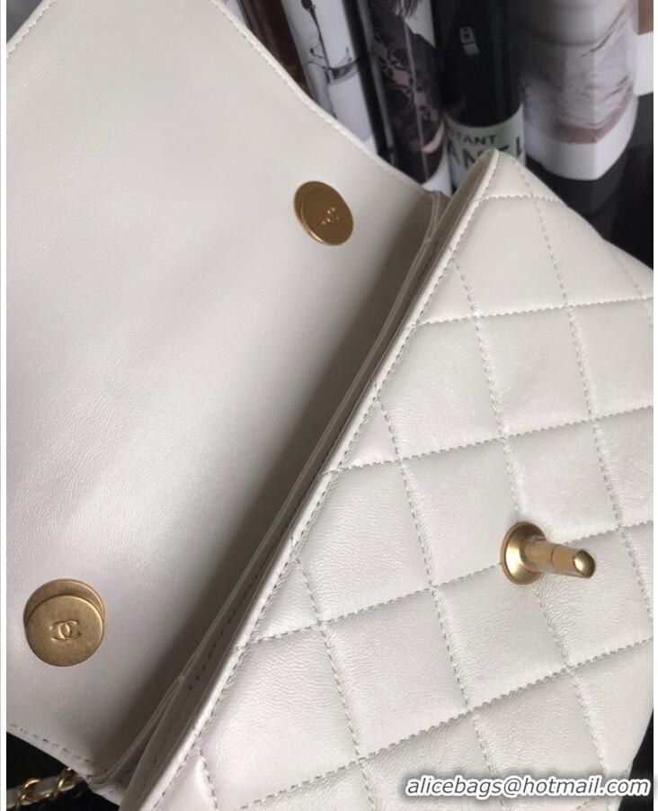 Pretty Style Chanel Flap Lambskin Shoulder Bag AS3011 white