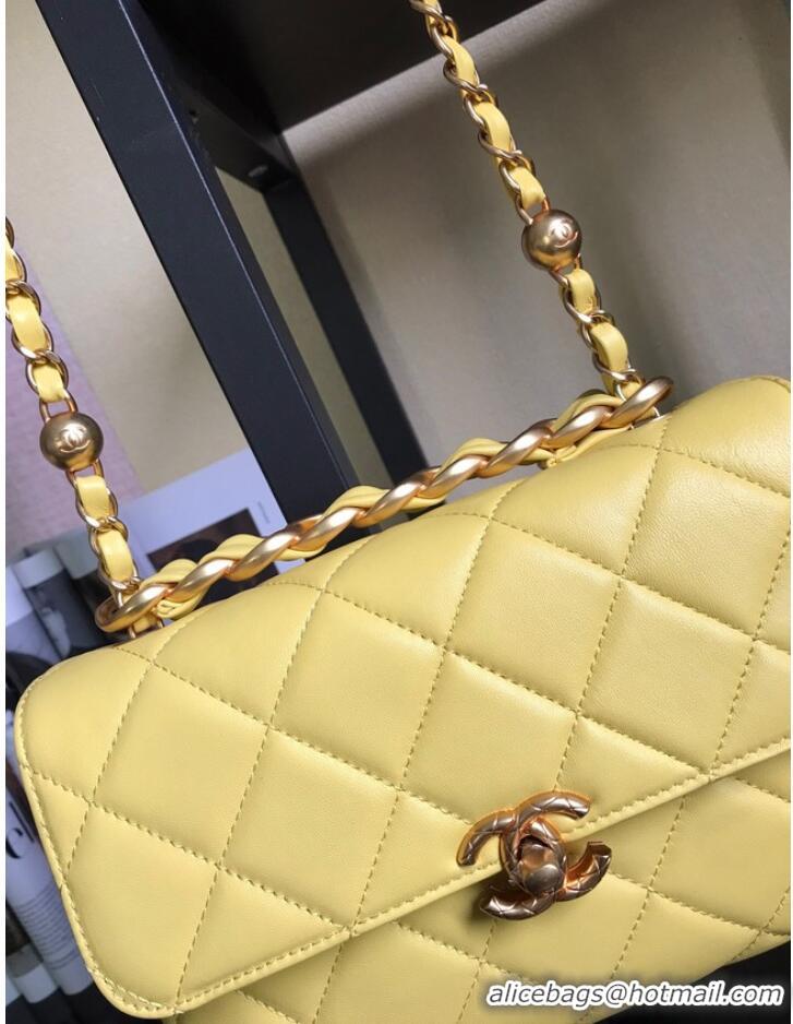 Inexpensive Chanel Flap Lambskin Shoulder Bag AS3011 yellow