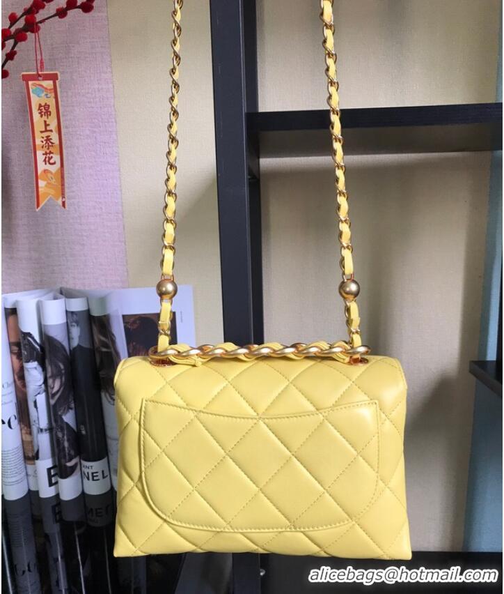 Inexpensive Chanel Flap Lambskin Shoulder Bag AS3011 yellow