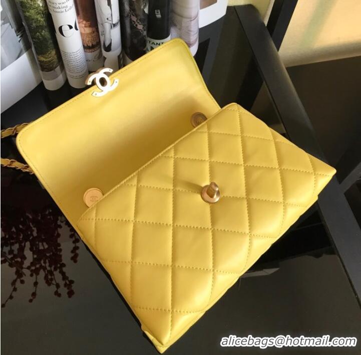 Inexpensive Chanel Flap Lambskin Shoulder Bag AS3011 yellow