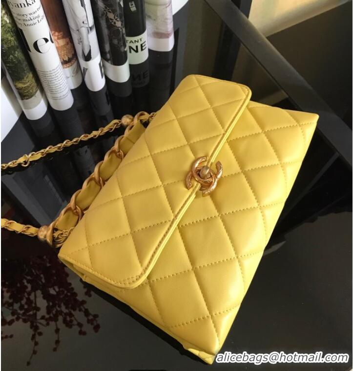 Inexpensive Chanel Flap Lambskin Shoulder Bag AS3011 yellow