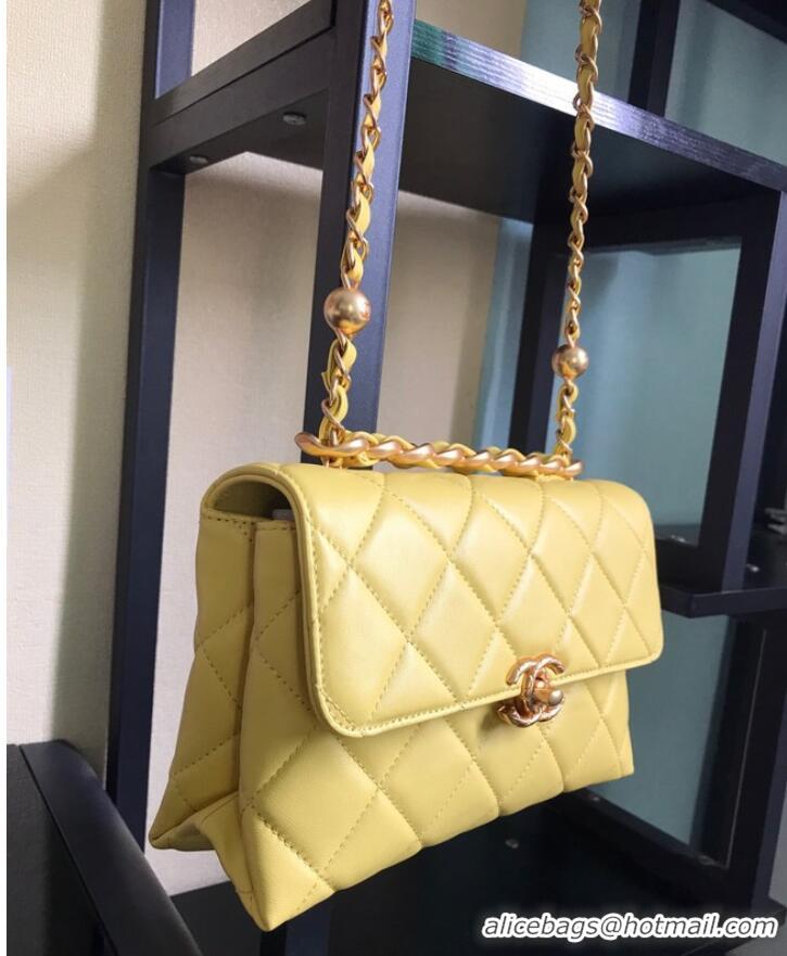 Inexpensive Chanel Flap Lambskin Shoulder Bag AS3011 yellow