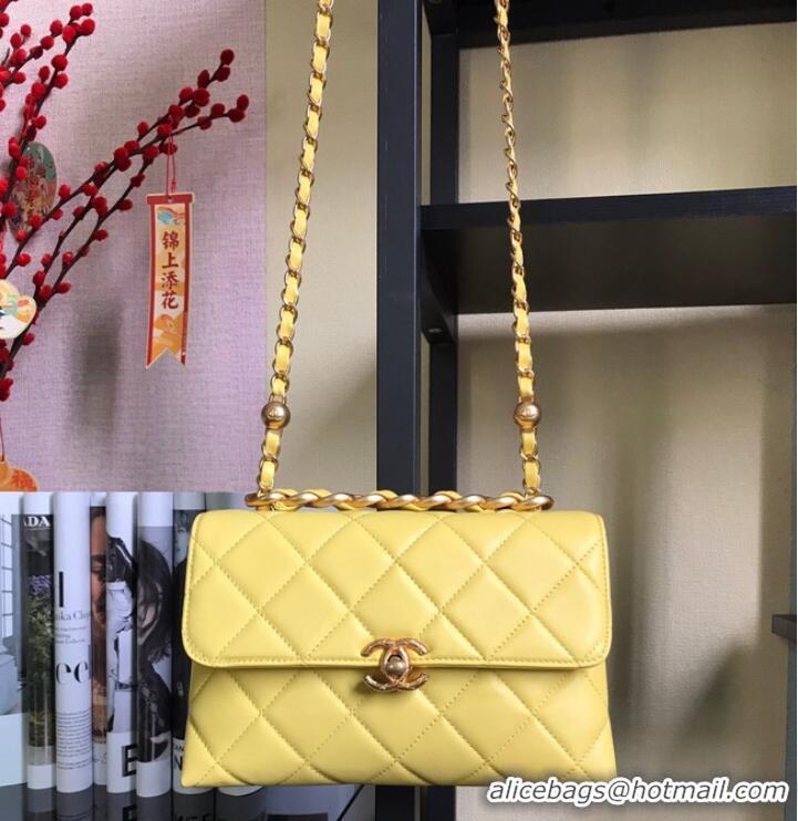 Inexpensive Chanel Flap Lambskin Shoulder Bag AS3011 yellow