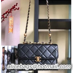 Youthful Chanel Flap Lambskin Shoulder Bag AS3011 black