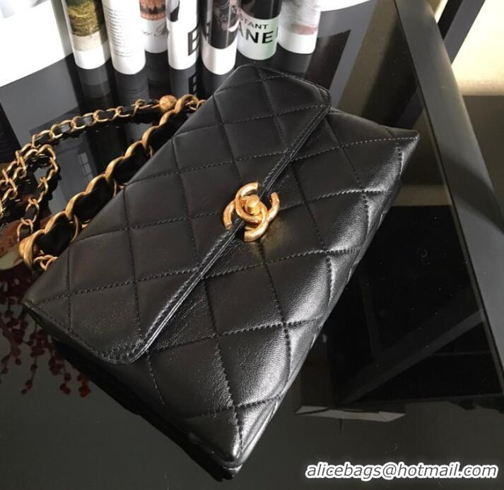 Youthful Chanel Flap Lambskin Shoulder Bag AS3011 black